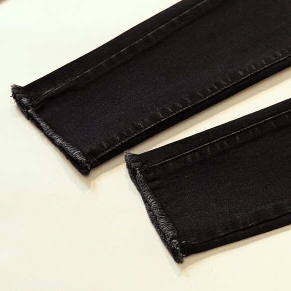 Thin velvet high-waisted jeans